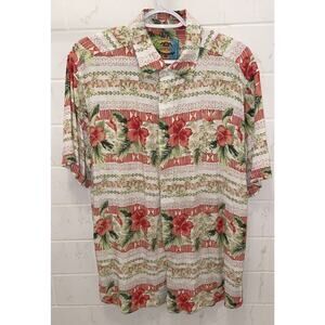 MARGARITAVILLE BBQ Hawaiian Aloha Floral Shirt Men’s Large L